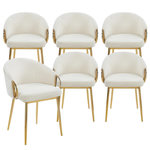 Paris Prix Lot de 6 Chaises en Tissu Bouclette  Julia  74cm Beige & Or