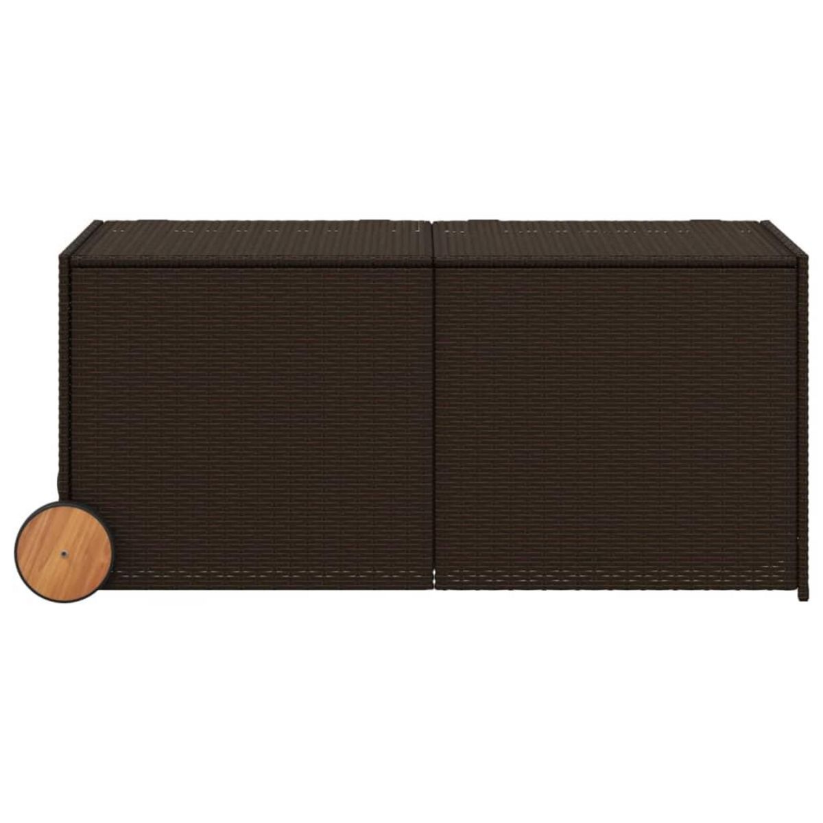 VIDAXL Boîte de rangement de jardin et roues marron 283L poly rotin