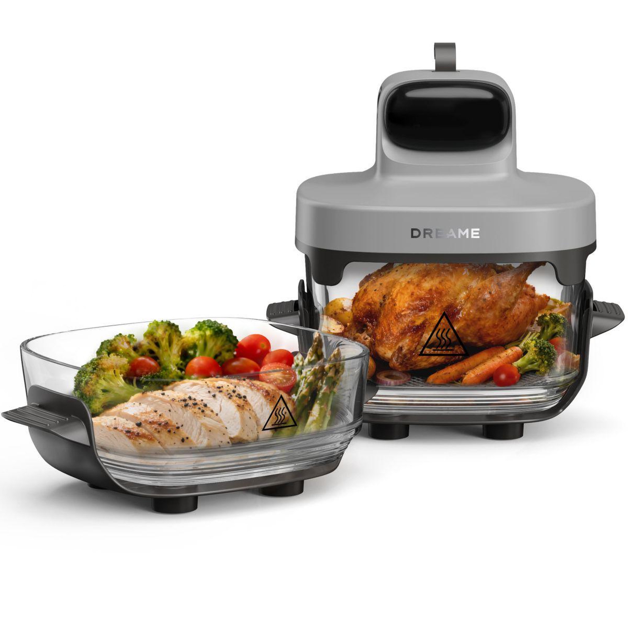 DREAME Friteuse sans huile tasti™,gris, 5 en 1, 2 récipients: 2,5l et 4,5l, 1500w