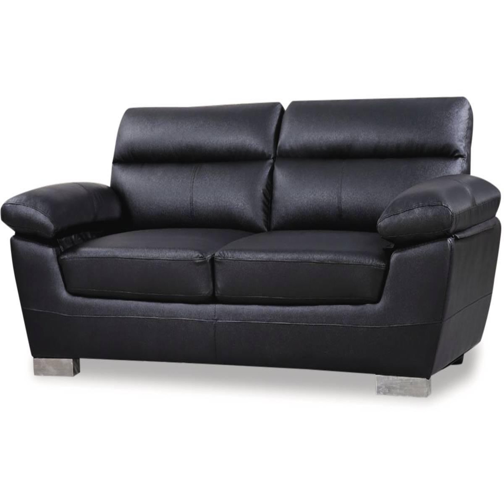 Habitat et Jardin Canapé fixe en cuir reconstitué et pvc  dallas  - 210 x 88 x 90 cm - 3 places - noir