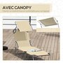 Voir la diapositive 6 : OUTSUNNY Transat bain de soleil pliable grand confort dossier et pare-soleil réglable multi-positions beige