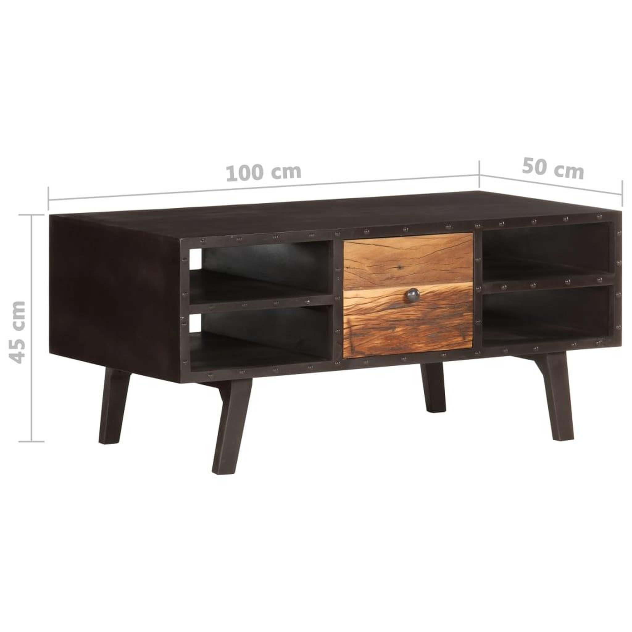 Voir la diapositive 6 : VIDAXL Table basse 100x50x45 cm bois de recuperation massif