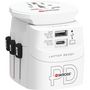 Voir la diapositive 2 : Skross Adaptateur de voyage Monde vers monde + 1 USB A + 1 USB C