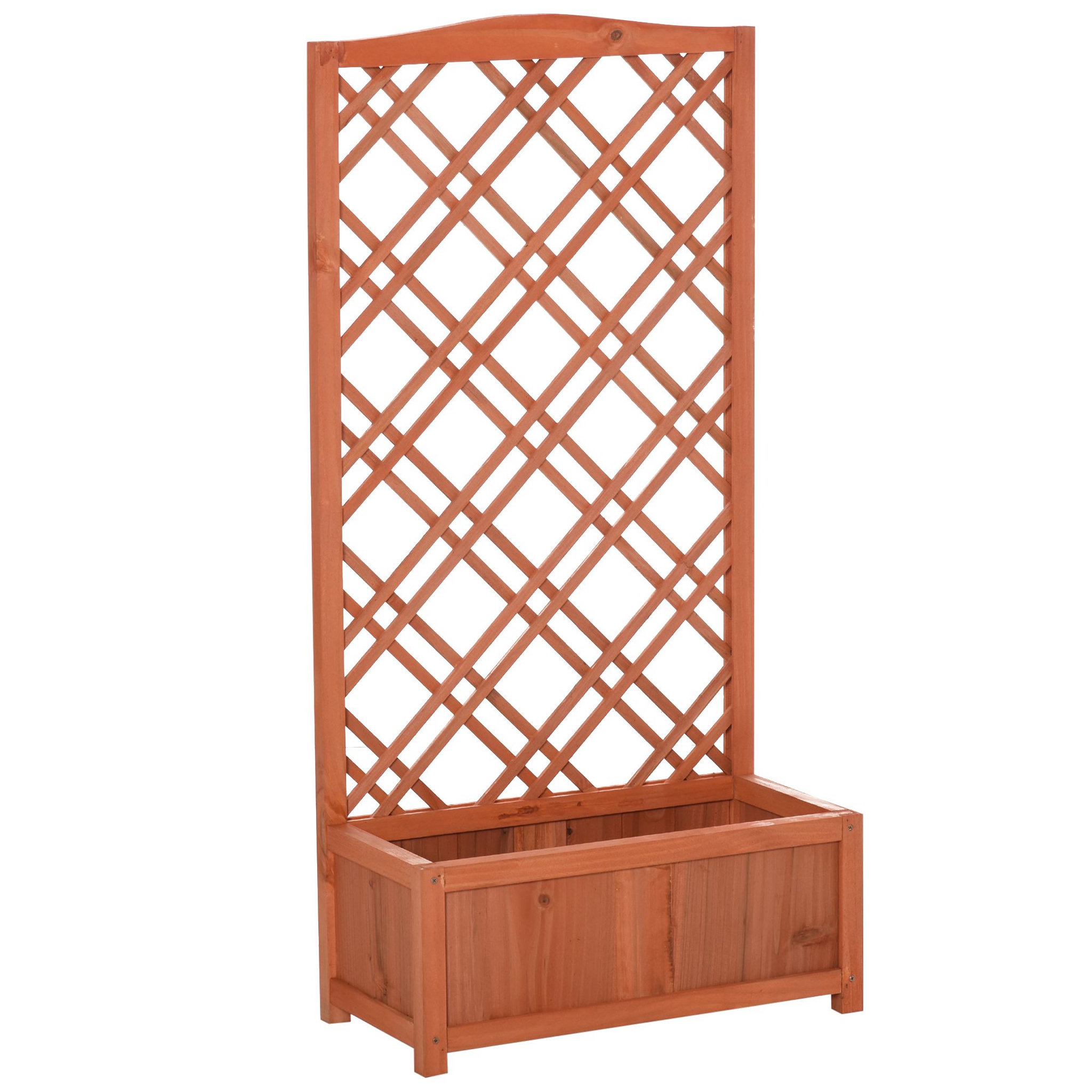 Voir la diapositive 1 : OUTSUNNY Jardinière avec treillis - bac à fleurs - jardinière sur pied - dim. 60L x 30l x 122H cm bois sapin pré-huilé