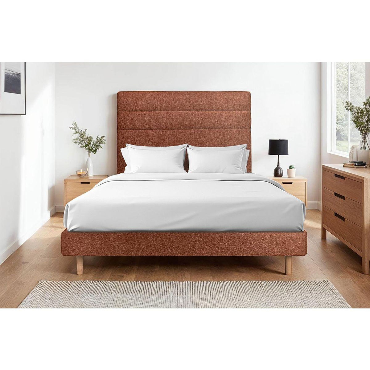 Sommeil de Plomb Lit avec tête de lit lignes bouclette et sommier kit- Hauteur totale : 29cm