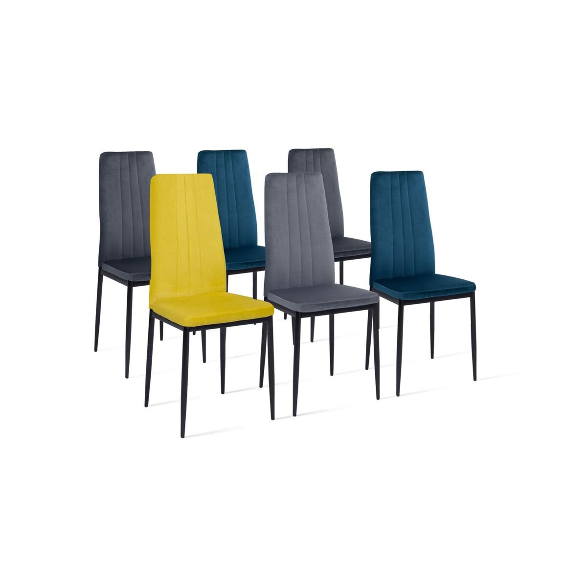 Lot de 6 chaises en velours JUNE