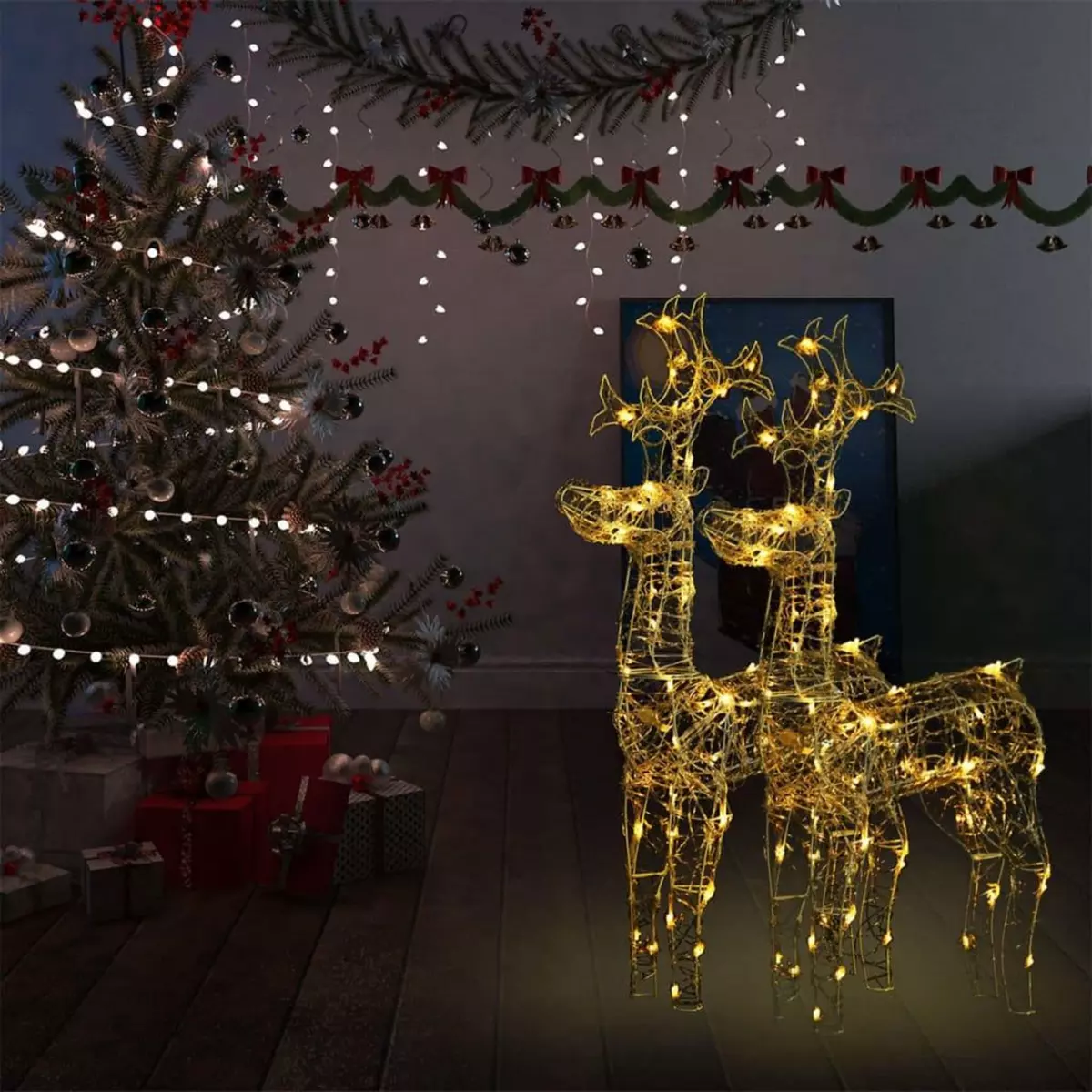 VIDAXL Decorations de Noël de renne 2 pcs 60x16x100 cm Acrylique