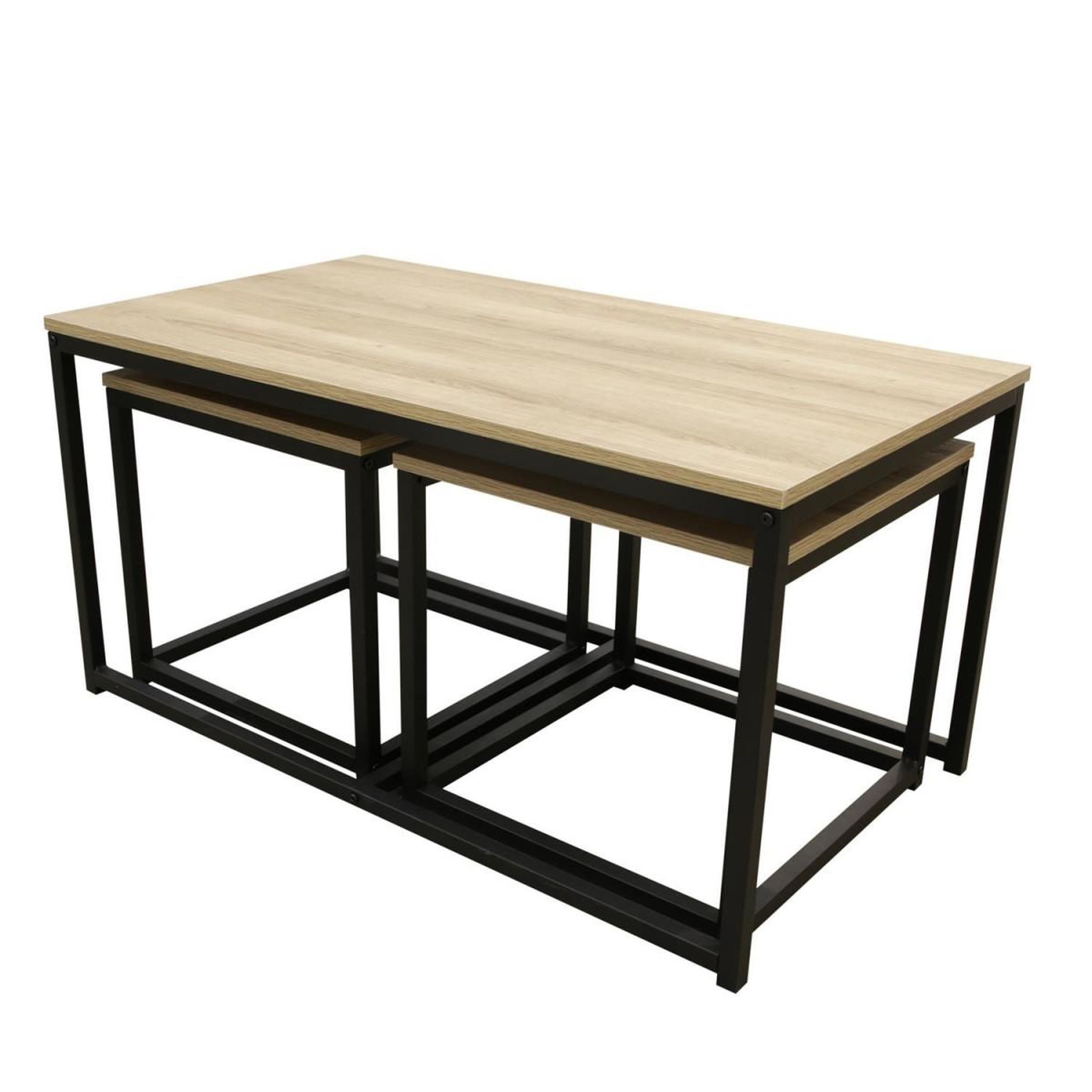 Voir la diapositive 4 : The Home Deco Factory Lot de 3 tables basses  seattle  90cm naturel