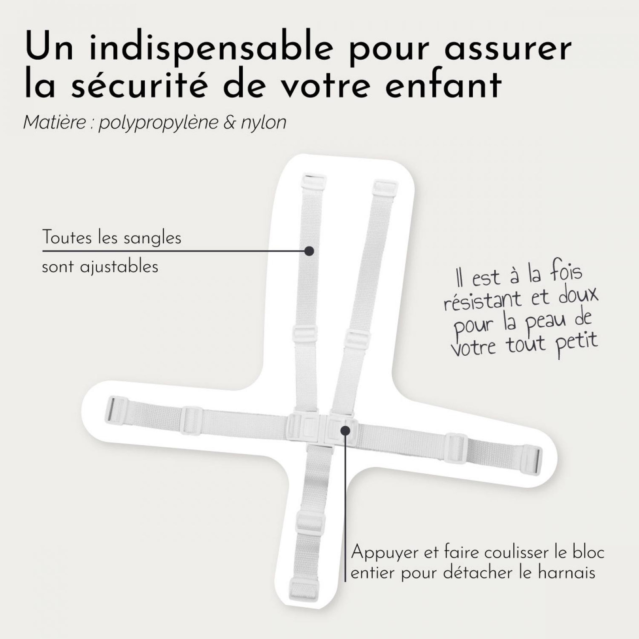Voir la diapositive 4 : Monsieur Bébé Lot de 2 harnais de sécurité 5 points blanc pour chaise haute enfant Délice