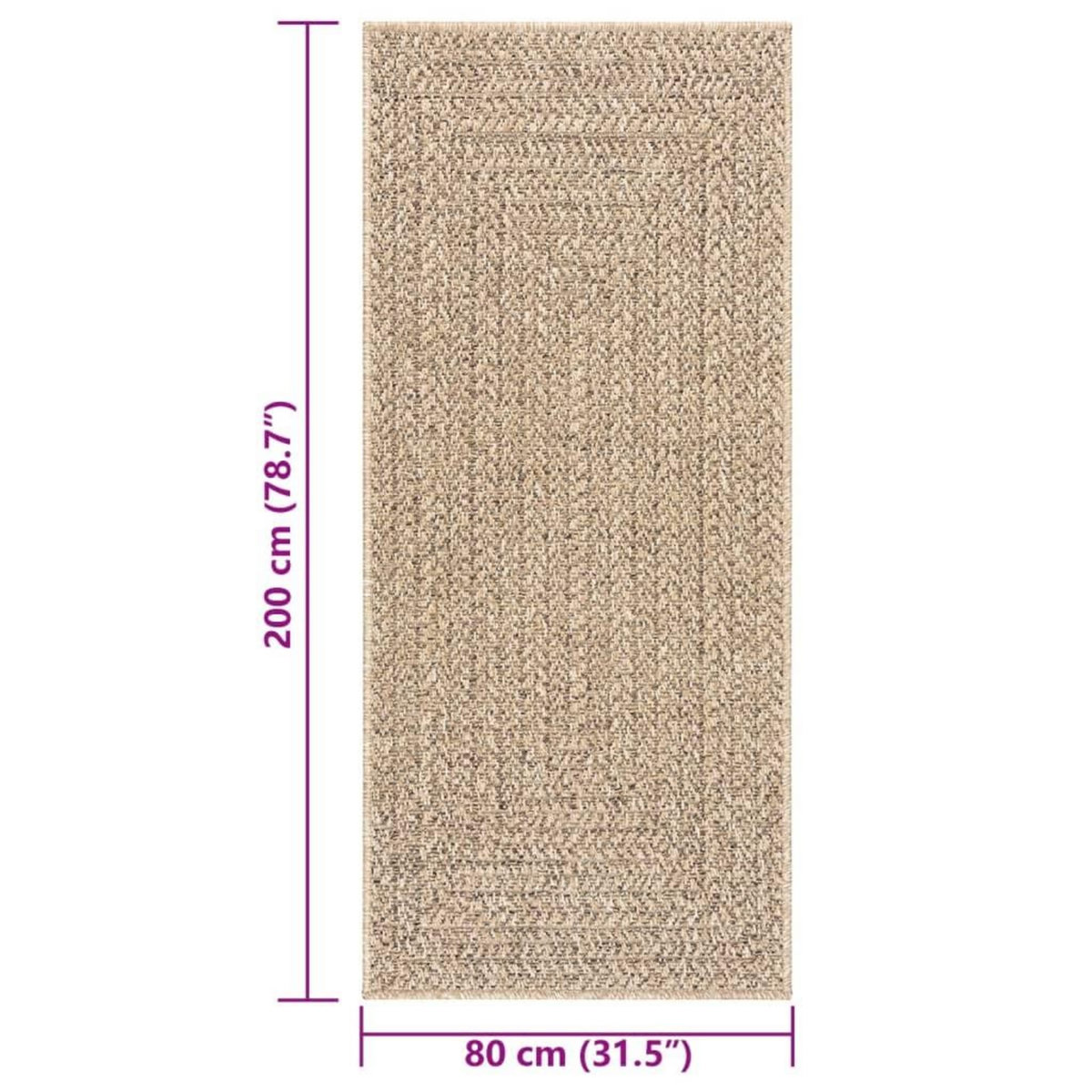 VIDAXL Tapis ZIZUR 80x200 cm aspect de jute interieur et exterieur