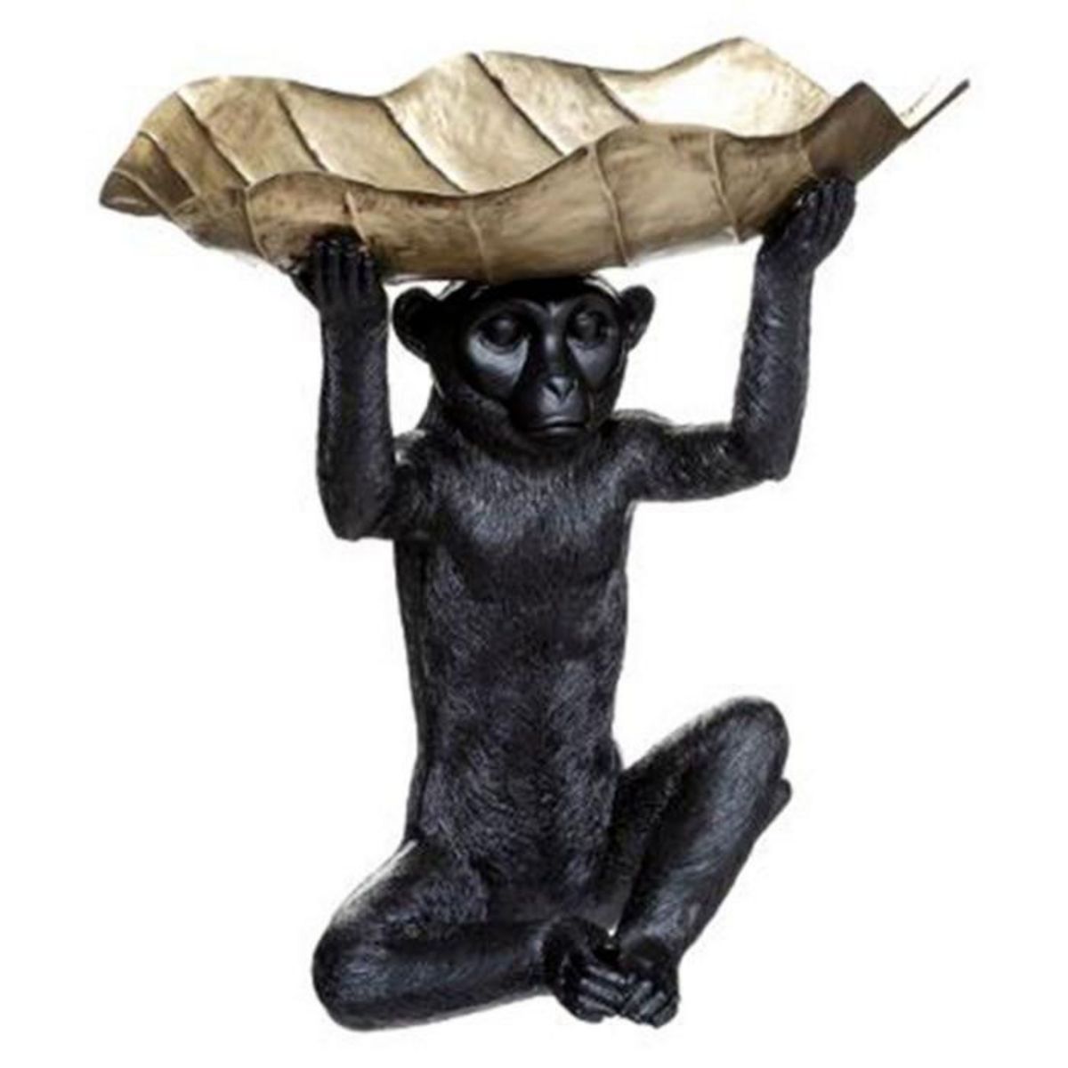 ATMOSPHERA Statuette Déco  Singe Feuille  36cm Noir & Or