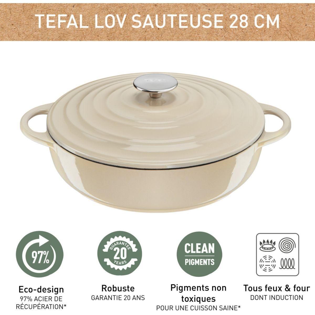 TEFAL Cocotte Fonte LOV sauteuse 28cm beige