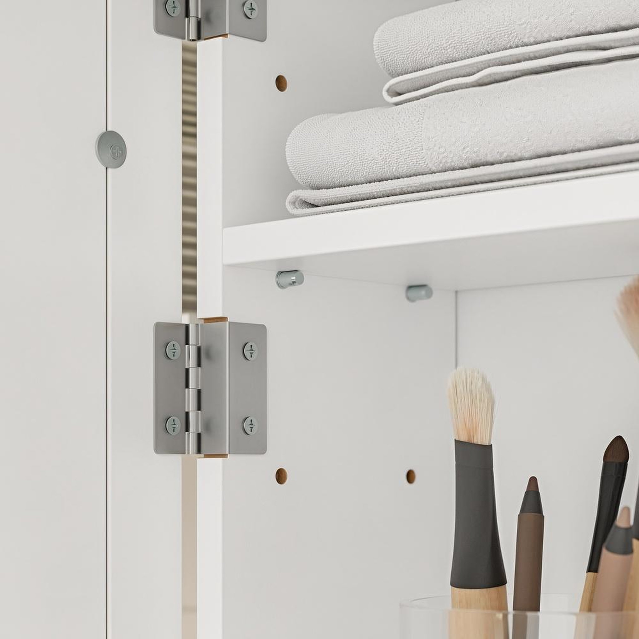 Voir la diapositive 6 : SOBUY Armoire murale de salle de bain avec miroir led, prise et usb, 1 porte, blanc