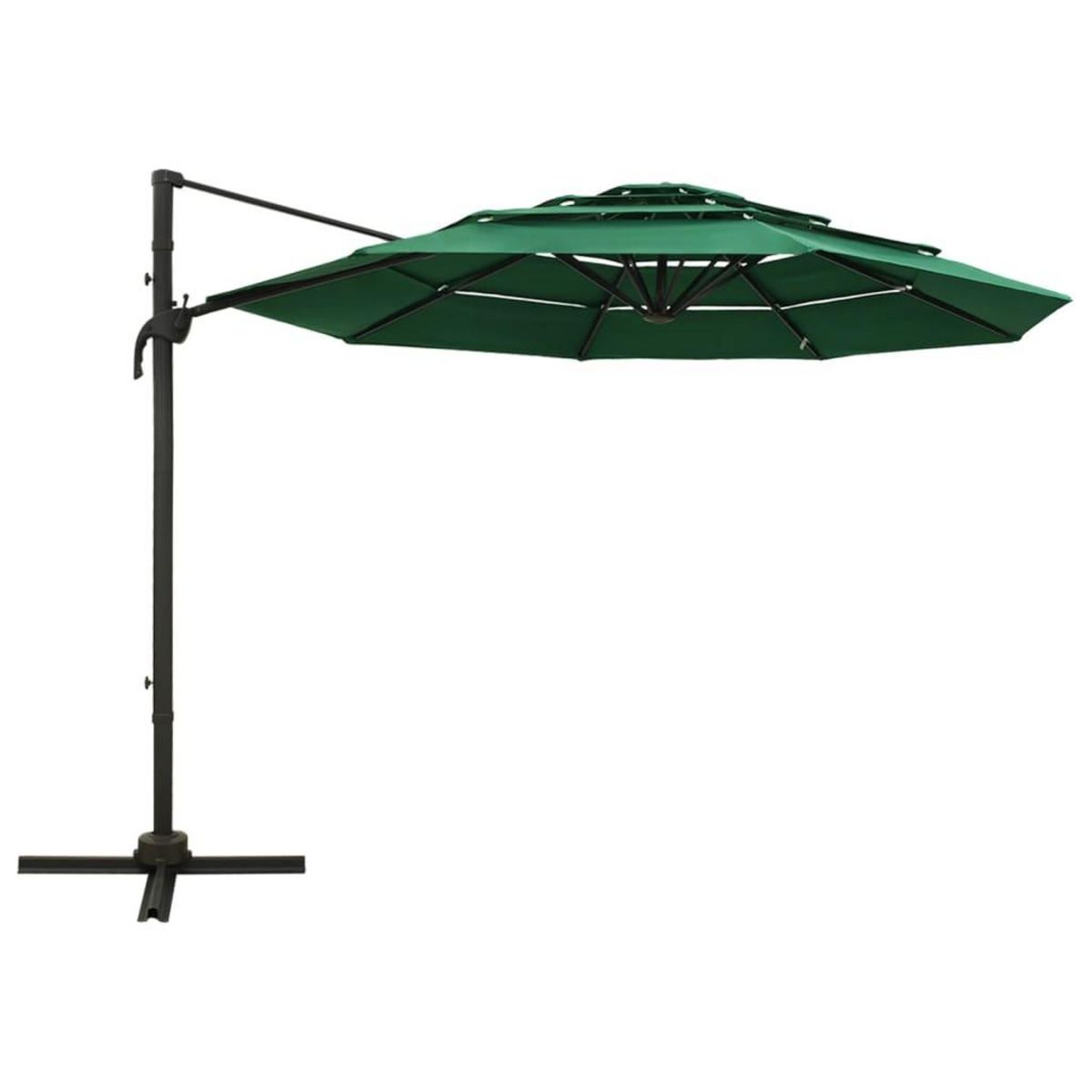 VIDAXL Parasol de jardin a 4 niveaux avec mat en aluminium vert 3x3 m