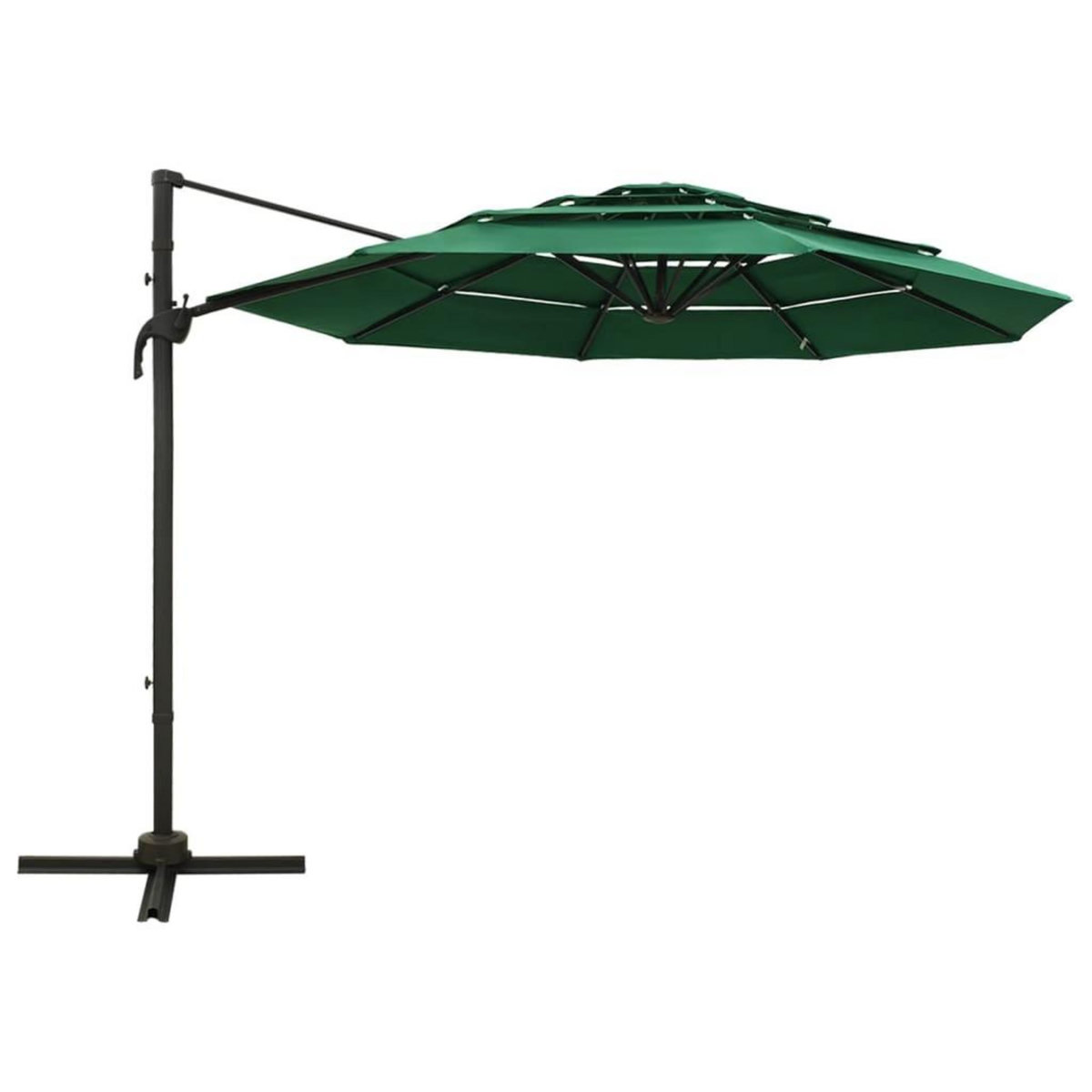 VIDAXL Parasol de jardin a 4 niveaux avec mat en aluminium vert 3x3 m