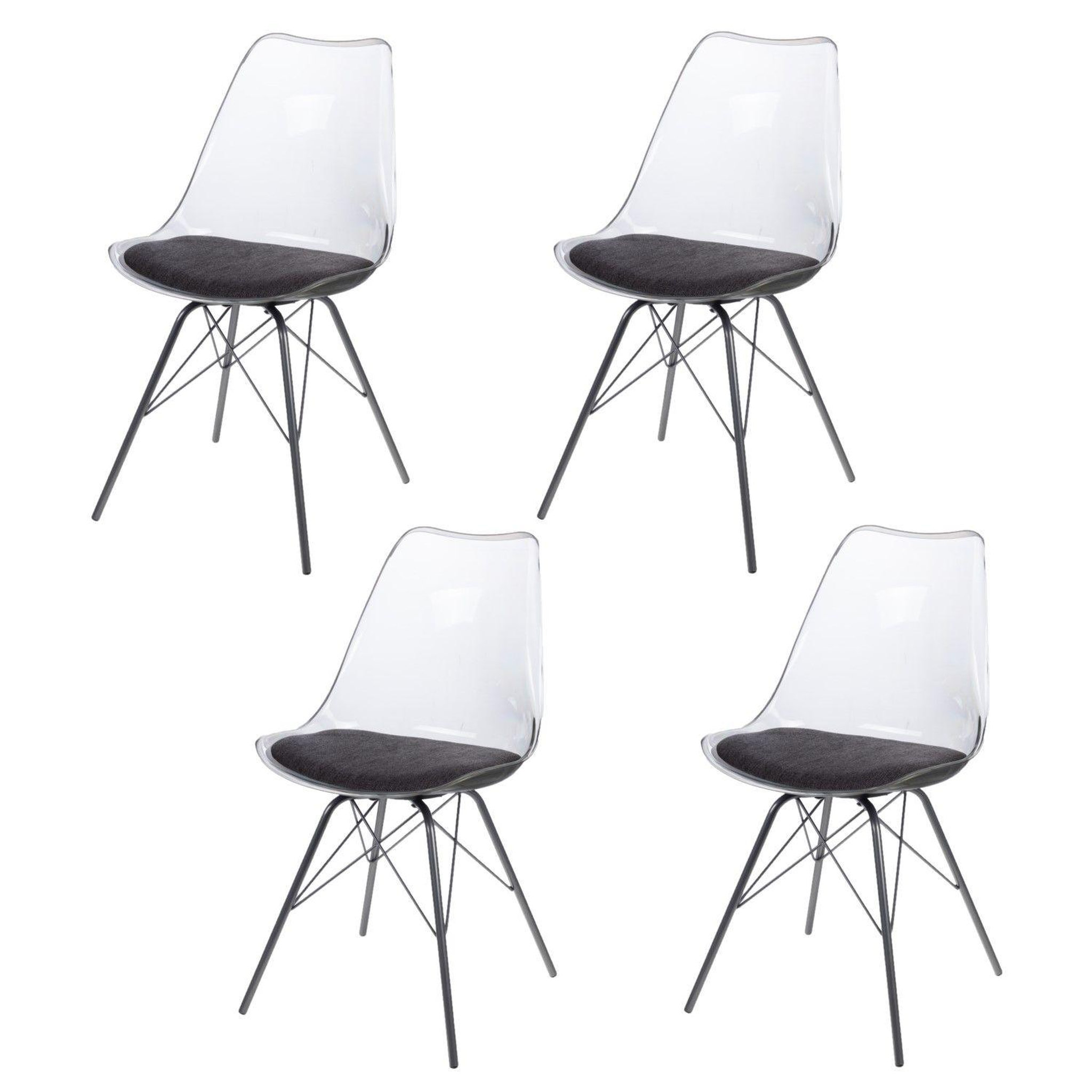Voir la diapositive 1 : TOILINUX Lot de 4 chaises Diane avec coussin d'assise