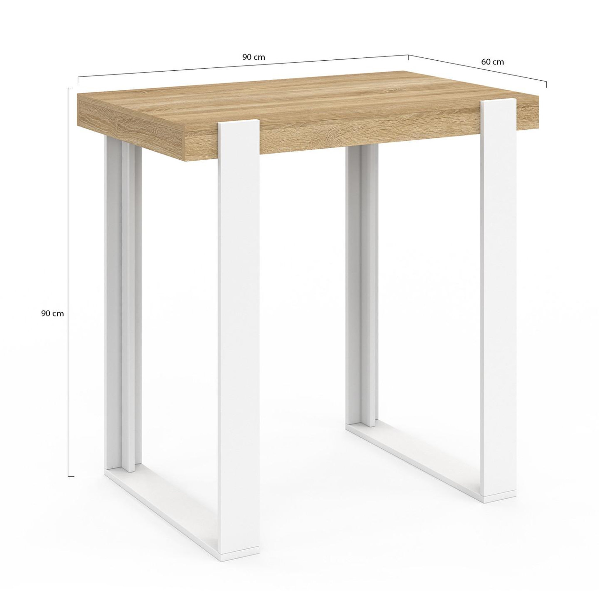 Voir la diapositive 4 : ID MARKET Table haute de bar phoenix bois et blanc 90 cm