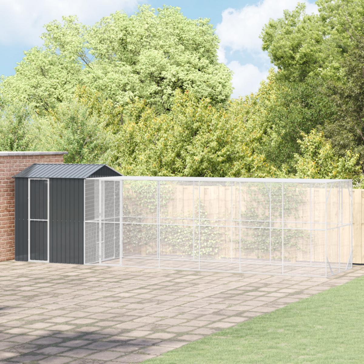 VIDAXL Aviary pour oiseaux avec extension anthracite 210x817x247 cm en acier