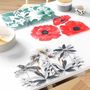 Voir la diapositive 3 : Paris Prix Set de Table Imprimé  Flower  28x44cm Rouge