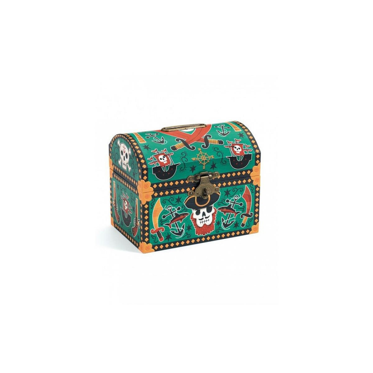 Djeco Tirelire en metal forme coffre de pirate