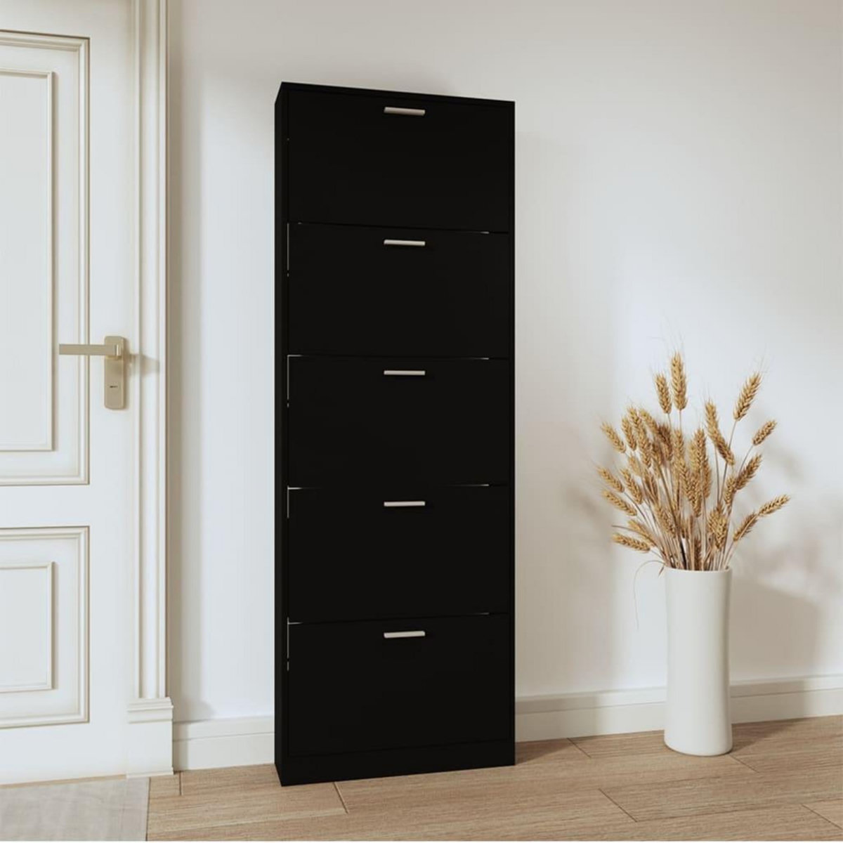 VIDAXL Armoire a chaussures Noir 59x17x169 cm Bois d'ingenierie