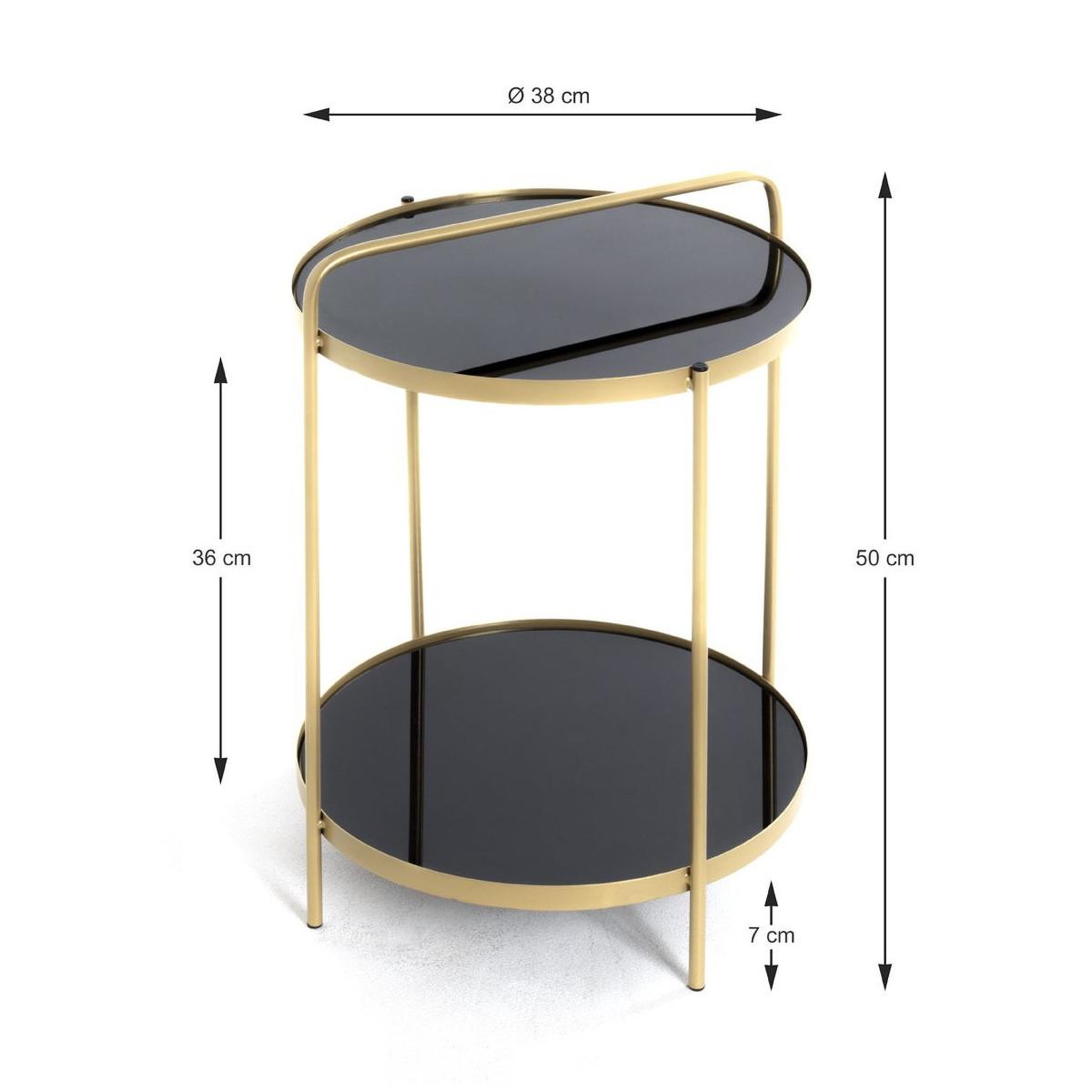Voir la diapositive 3 : Paris Prix Table d'Appoint Design  Proty  51cm Or & Noir