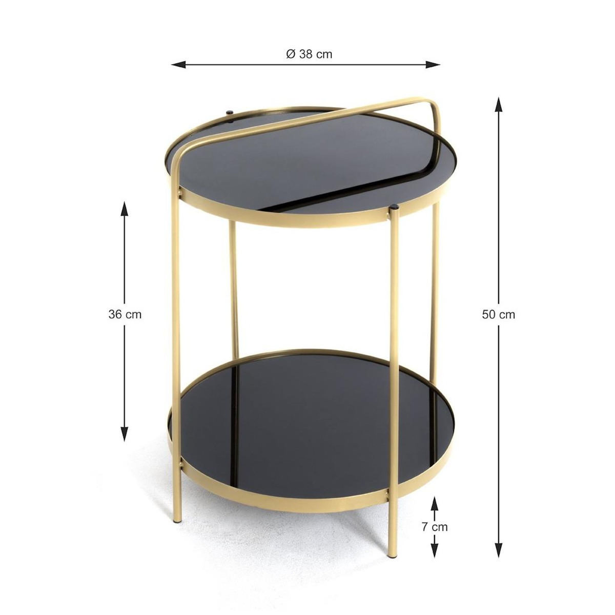 Paris Prix Table d'Appoint Design  Proty  51cm Or & Noir
