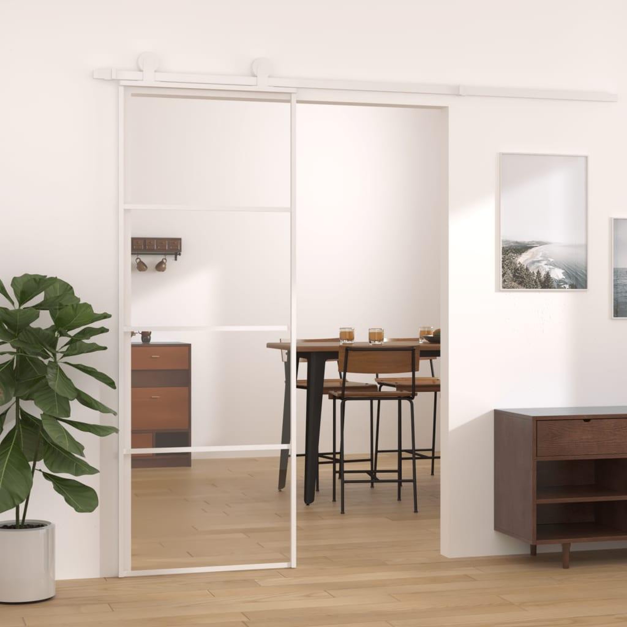 VIDAXL Porte coulissante Verre ESG et aluminium 76x205 cm Blanc