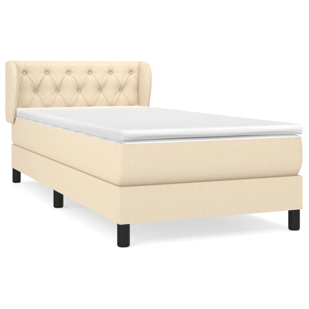 VIDAXL Sommier a lattes de lit avec matelas Creme 80x200 cm Tissu