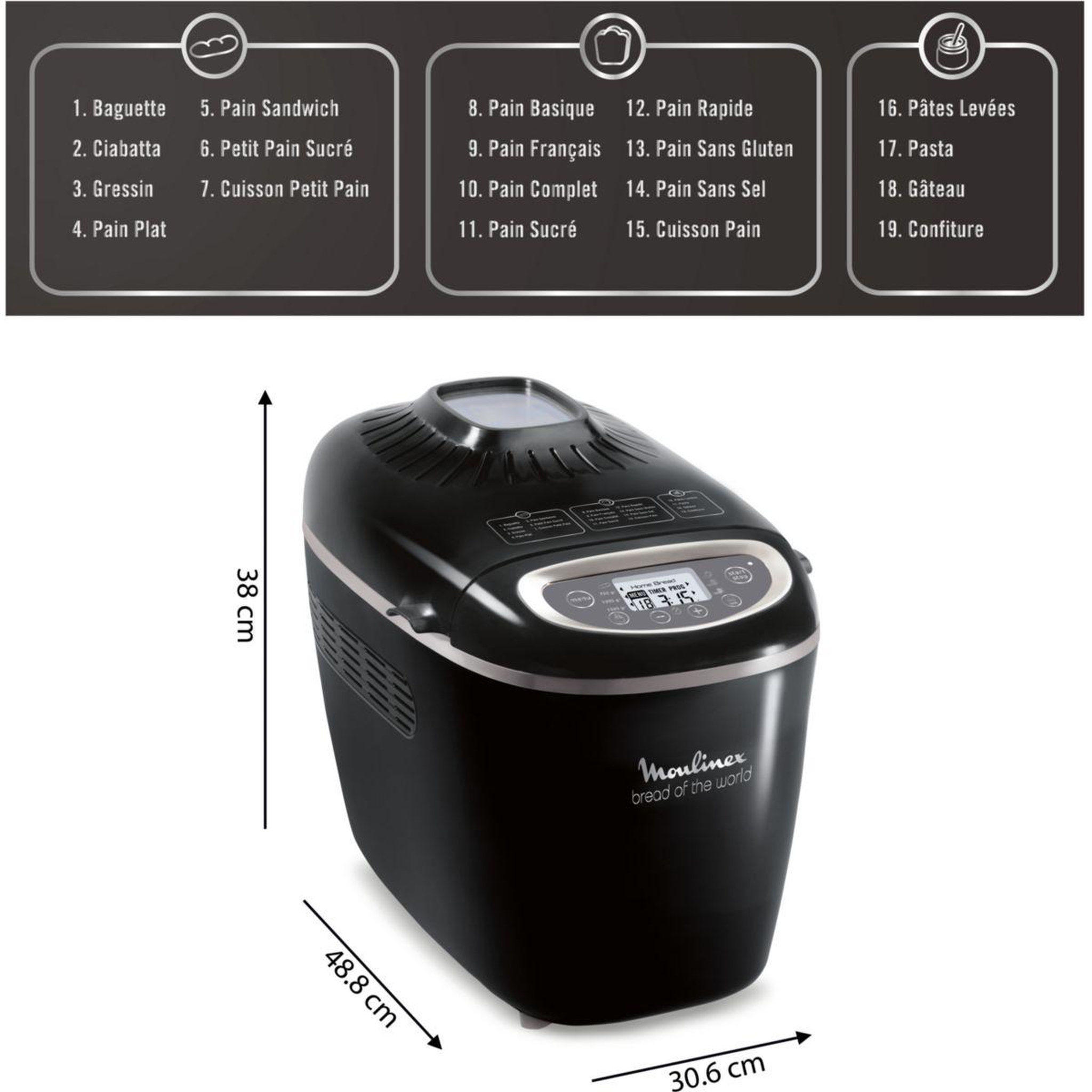 Voir la diapositive 3 : MOULINEX Machine à pain pains du monde OW611810