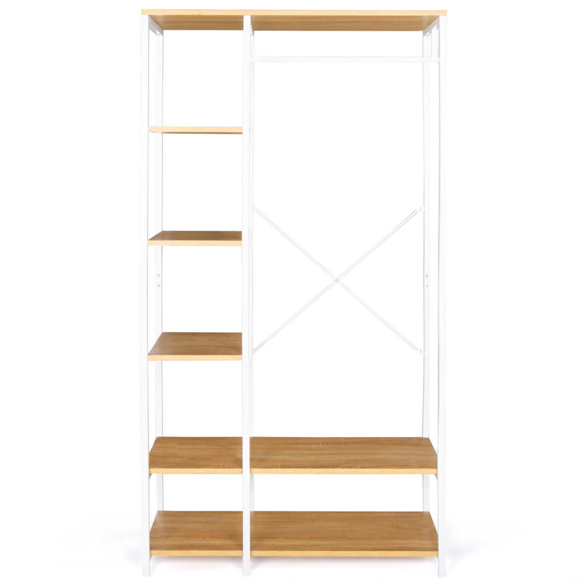 ID MARKET Dressing penderie étagères L. 90 cm DETROIT design industriel bois et métal blanc