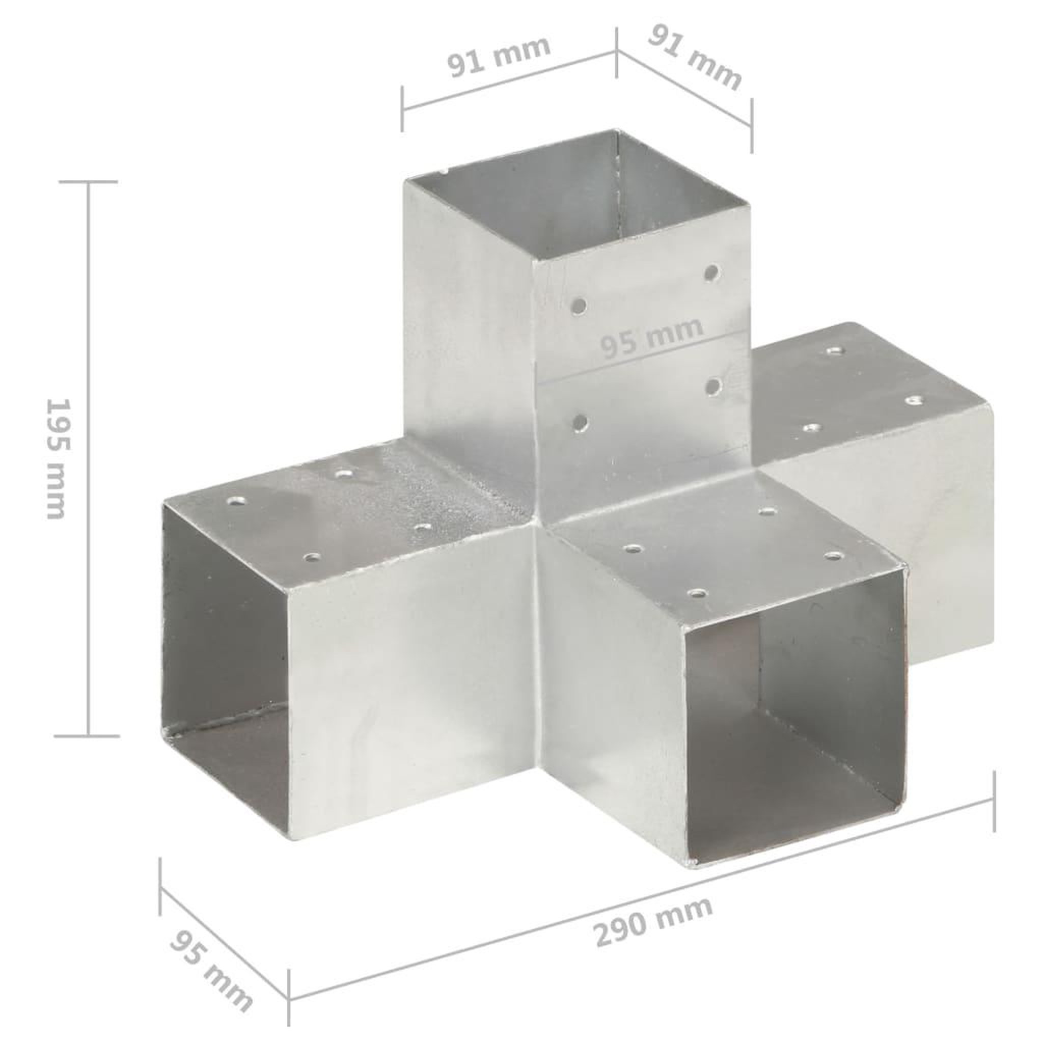 Voir la diapositive 6 : VIDAXL Connecteur de poteau Forme en X Metal galvanise 91x91 mm