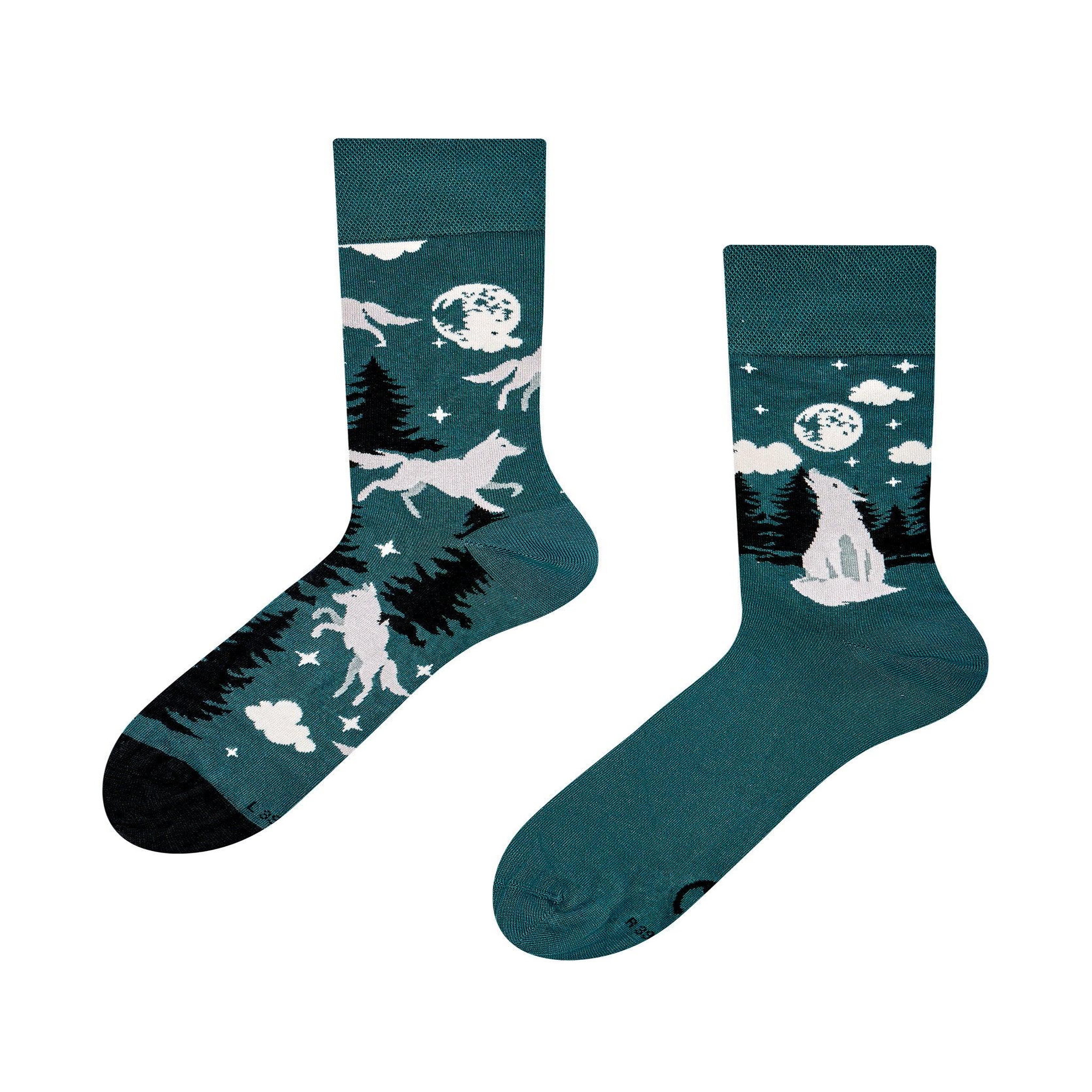 DEDOLES Chaussettes bambou loup et lune. Coloris disponibles : Multicolore