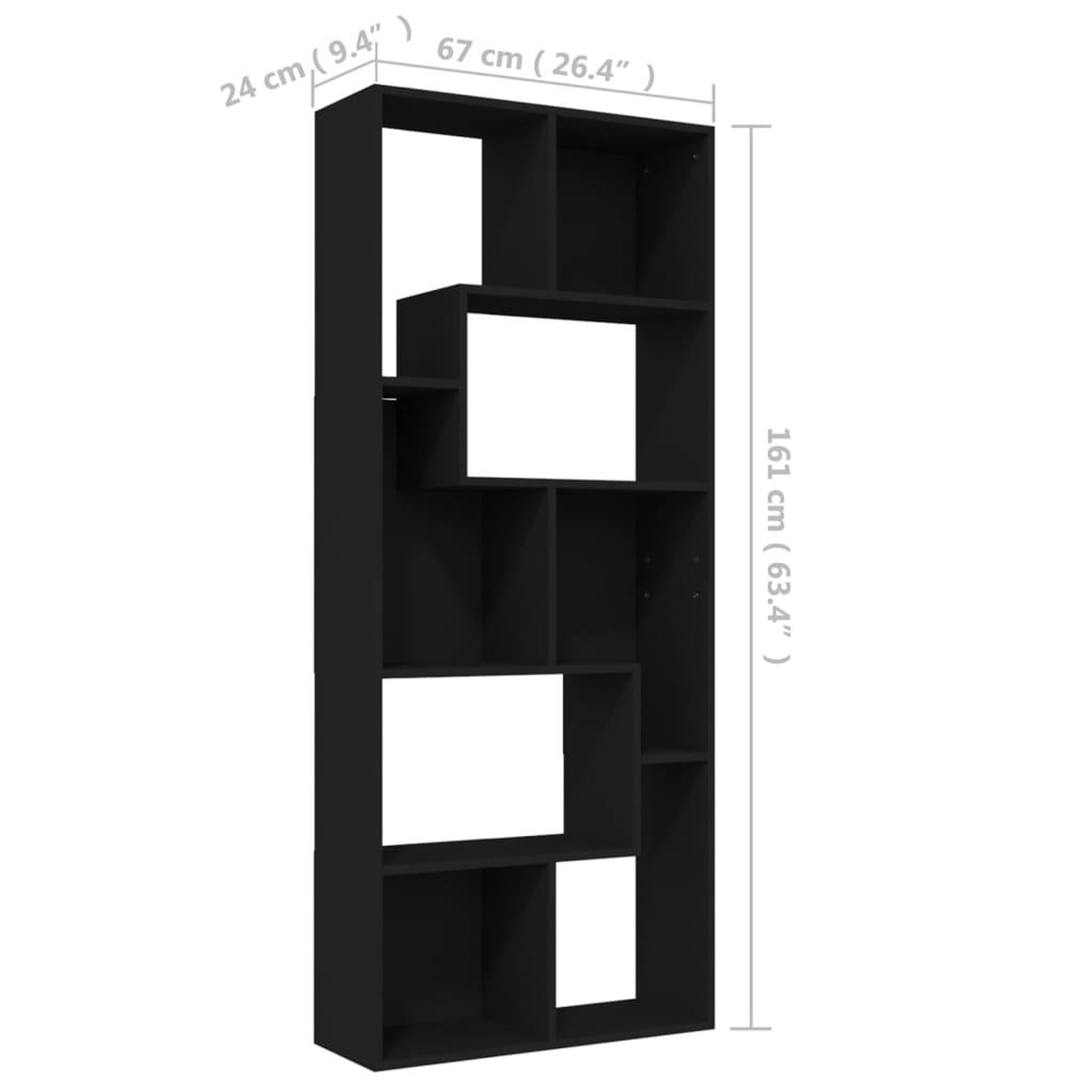 Voir la diapositive 6 : VIDAXL Bibliotheque Noir 67x24x161 cm Bois d'ingenierie