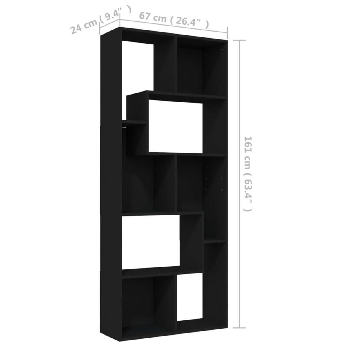 VIDAXL Bibliotheque Noir 67x24x161 cm Bois d'ingenierie