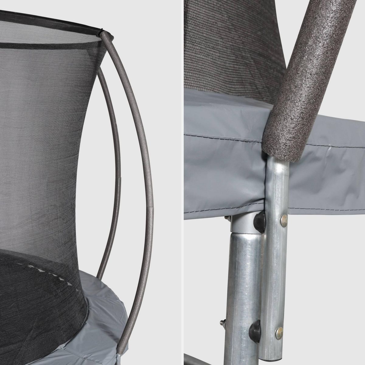 SWEEEK Trampoline rond Ø 250cm gris avec filet de protection intérieur - Pluton Inner – Nouveau modèle - trampoline de jardin 2.50 m 250 cm |Qualité PRO. | Normes EU.