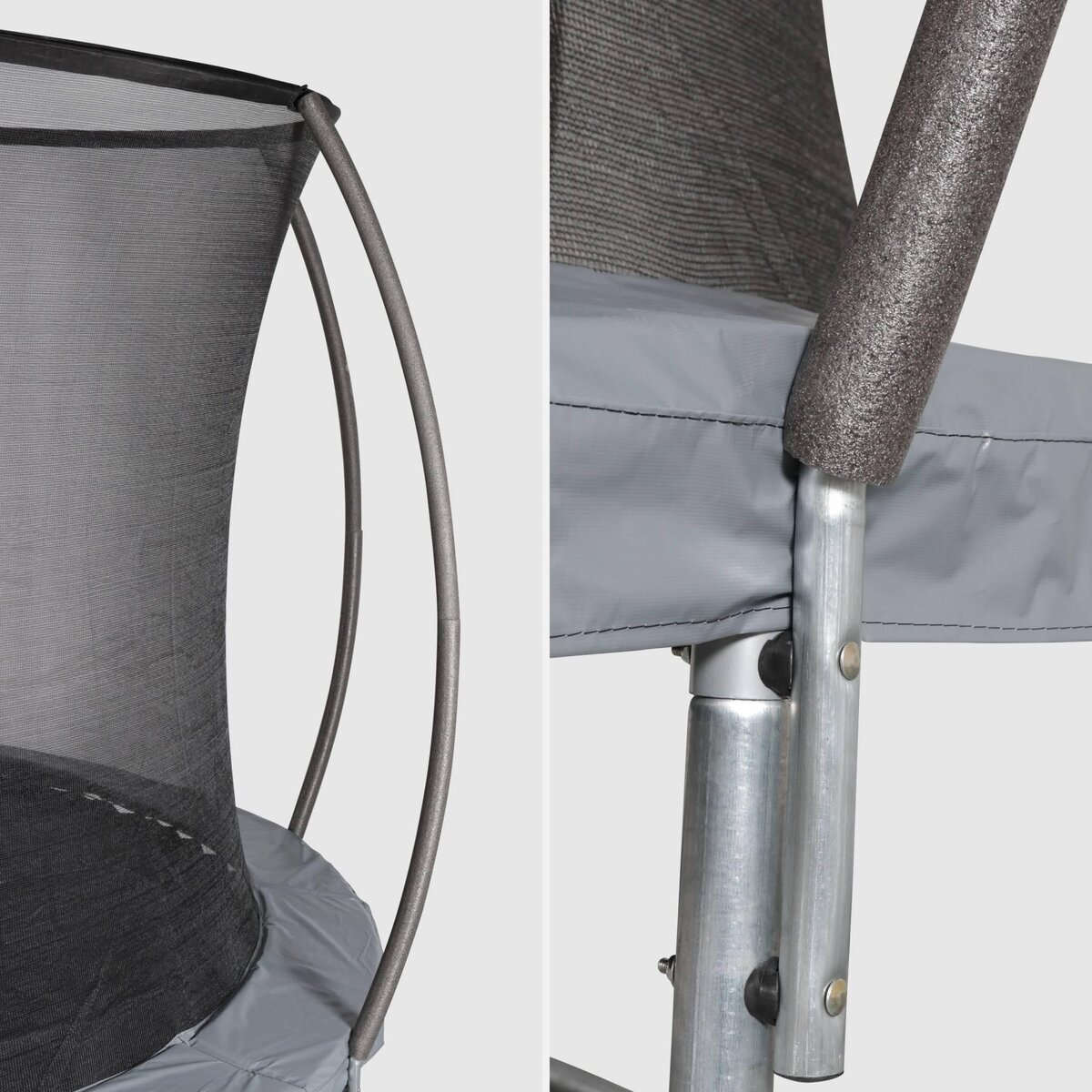 SWEEEK Trampoline rond Ø 250cm gris avec filet de protection intérieur - Pluton Inner – Nouveau modèle - trampoline de jardin 2.50 m 250 cm |Qualité PRO. | Normes EU.