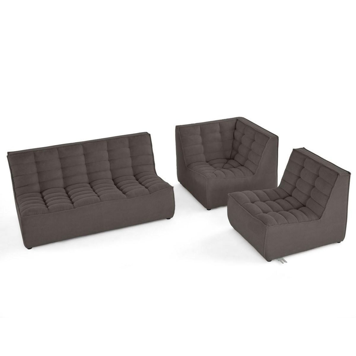 LISA DESIGN Ellie - canapé modulable d'angle réversible 4 places en velours texturé