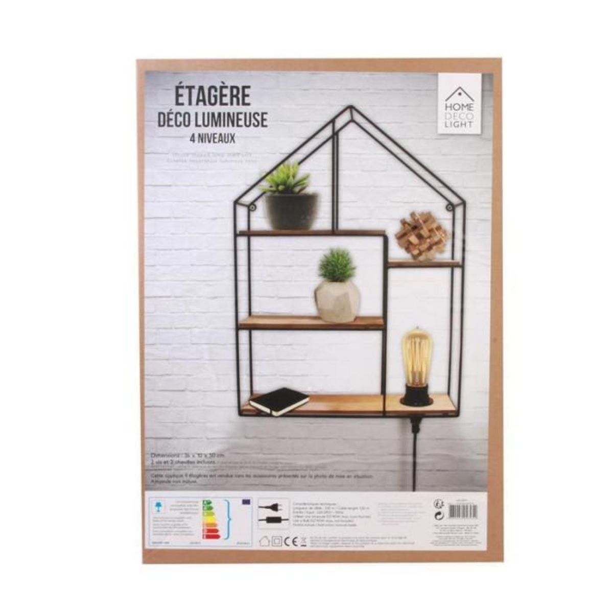 Paris Prix Étagère Murale Lumineuse  Maison  50cm Noir