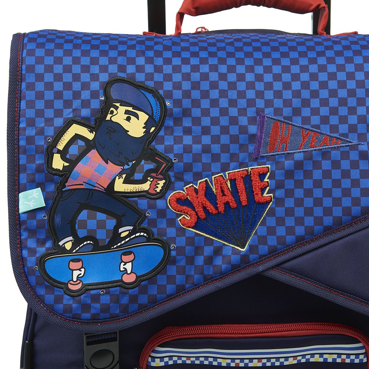 AUCHAN Cartable à roulettes bleu SKATE avec leds