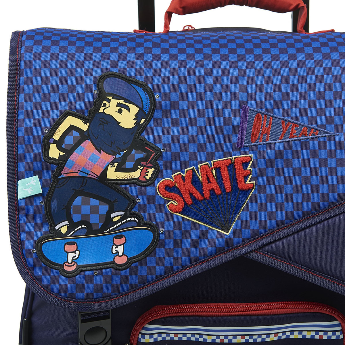 AUCHAN Cartable à roulettes bleu SKATE avec leds