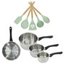 Voir la diapositive 1 : Fackelmann Lot 1 Poêle 20cm et 3 Casseroles 12/16/20cm Fackelmann Généva avec 5 ustensiles