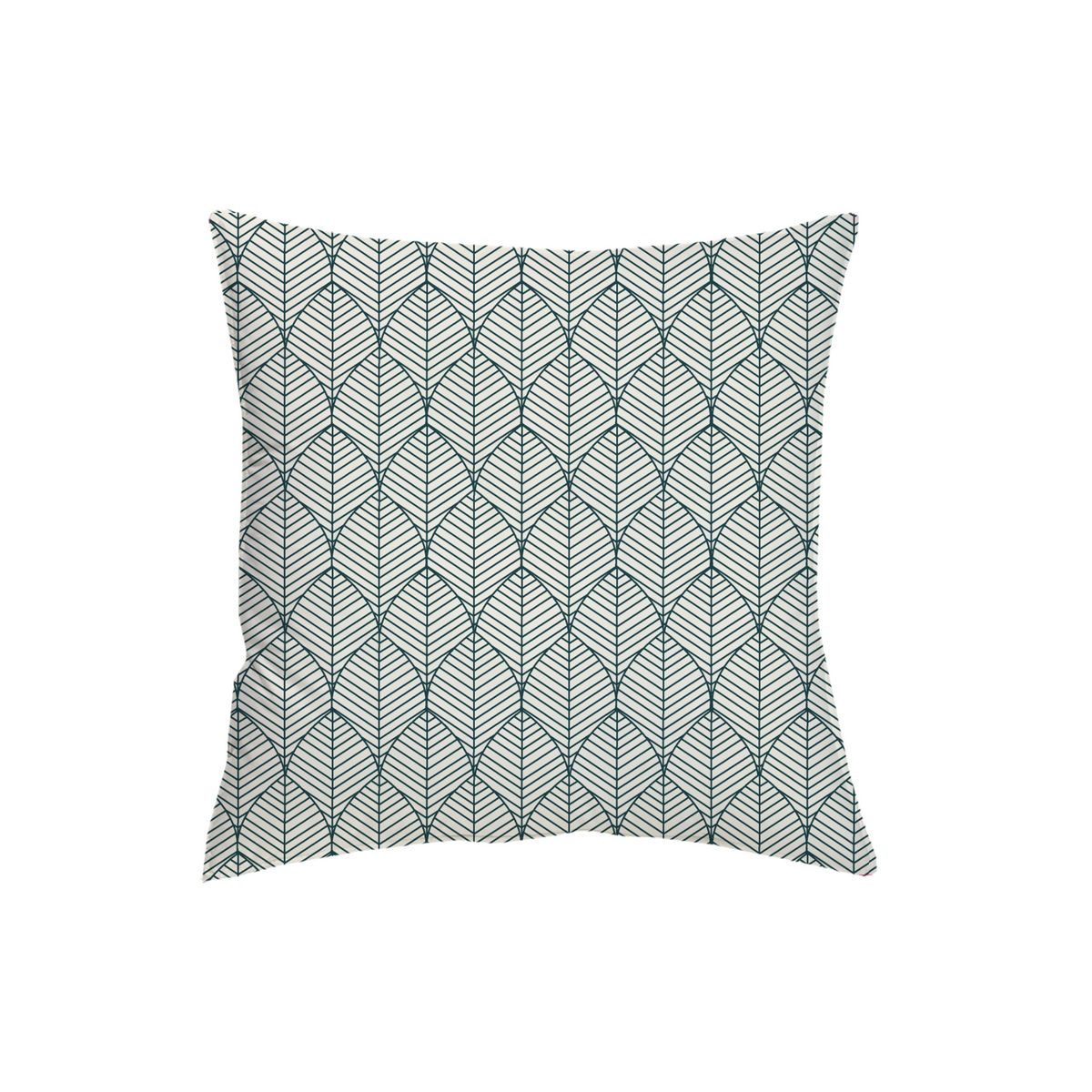 Coussin déco en coton déhoussable imprimé motifs feuilles