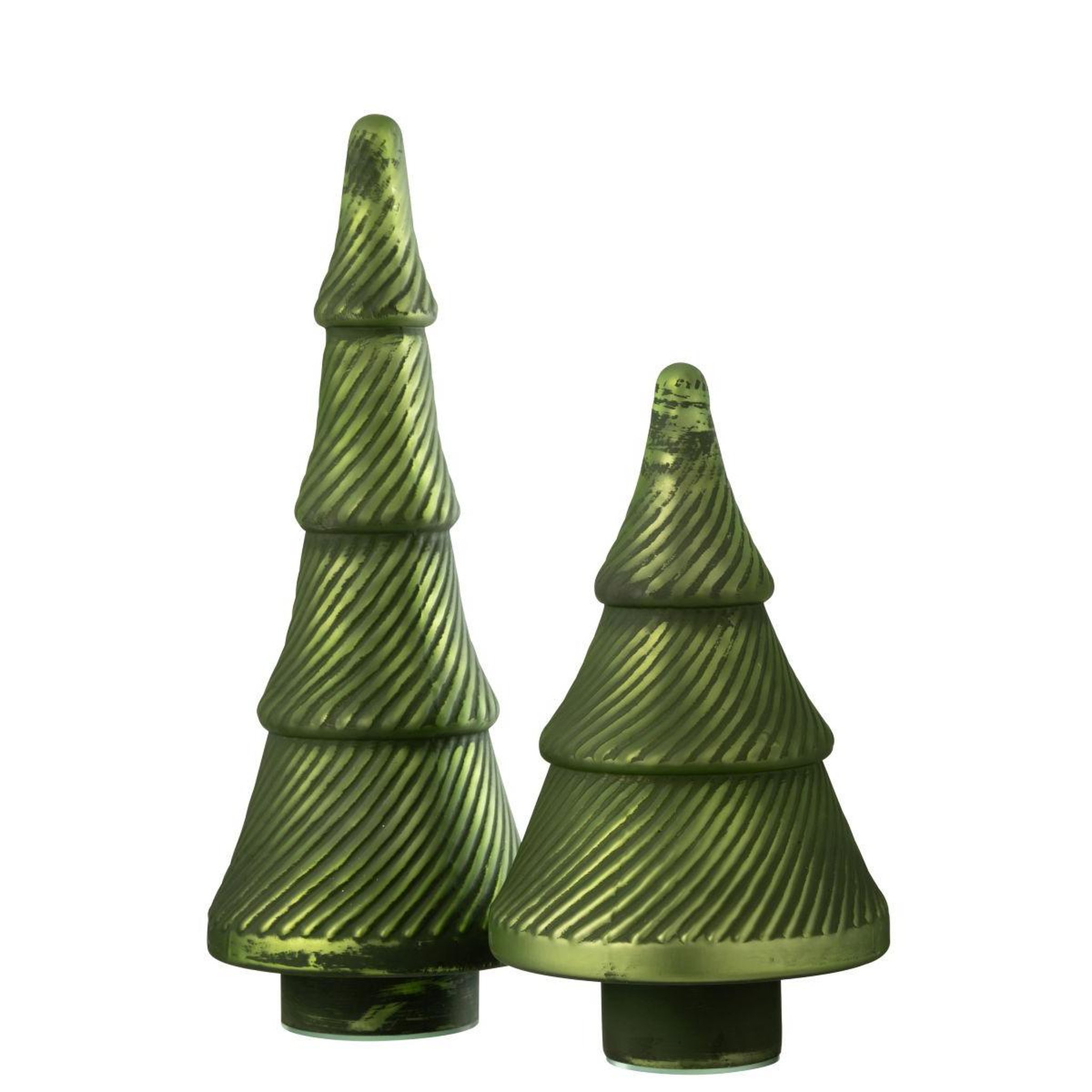 Voir la diapositive 2 : J-LINE Sapin de noël en verre  côtelé  30cm vert