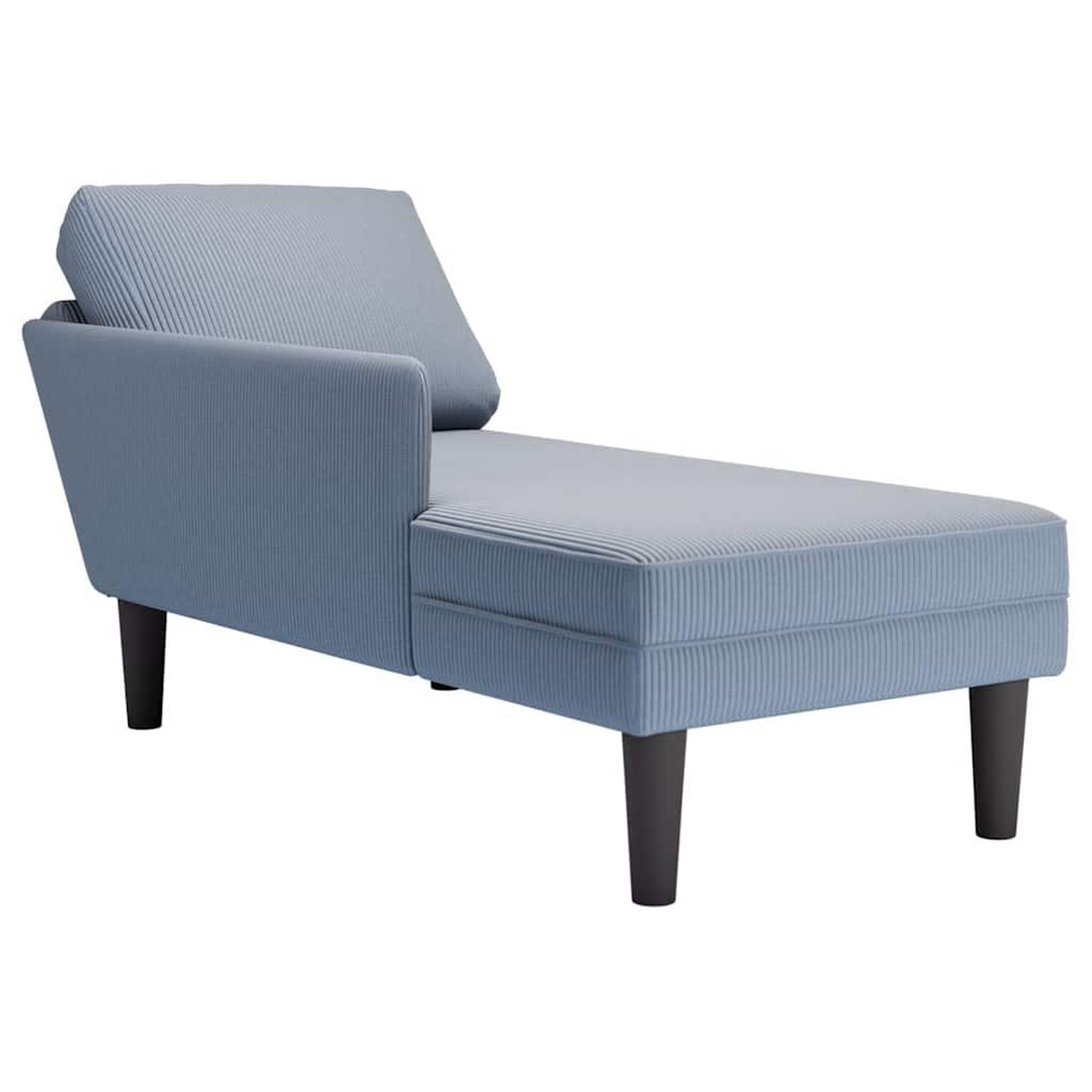 VIDAXL Chaise longue avec coussin bleu tissu en velours cotele