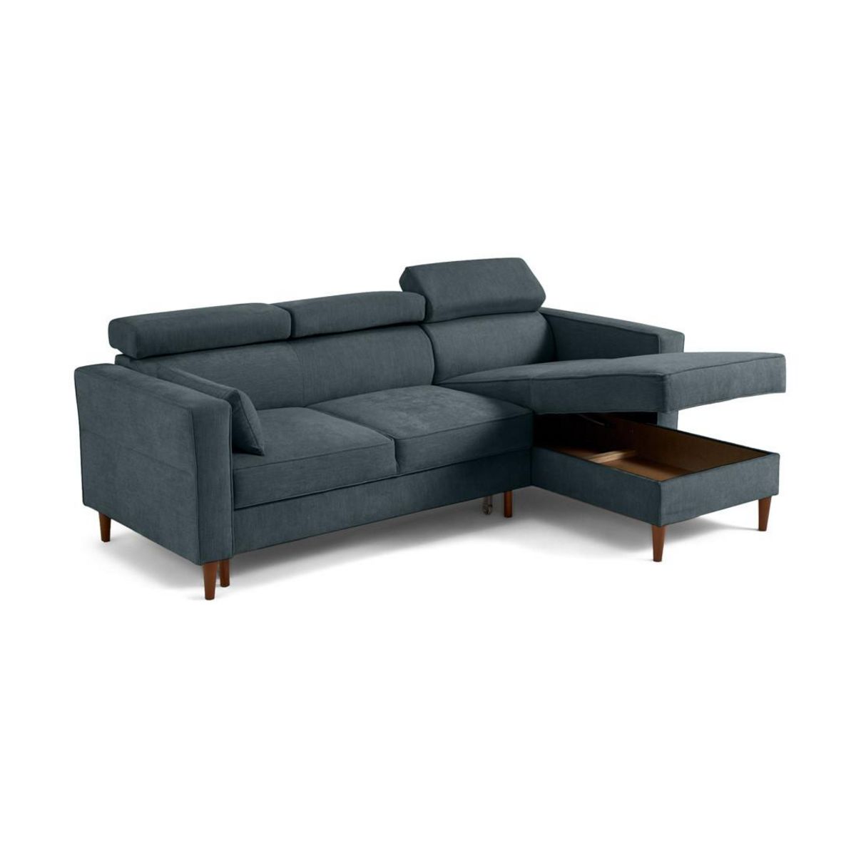 BEST MOBILIER Alicante - canapé d'angle réversible convertible avec têtières - coffre - 4 places - en tissu texturé