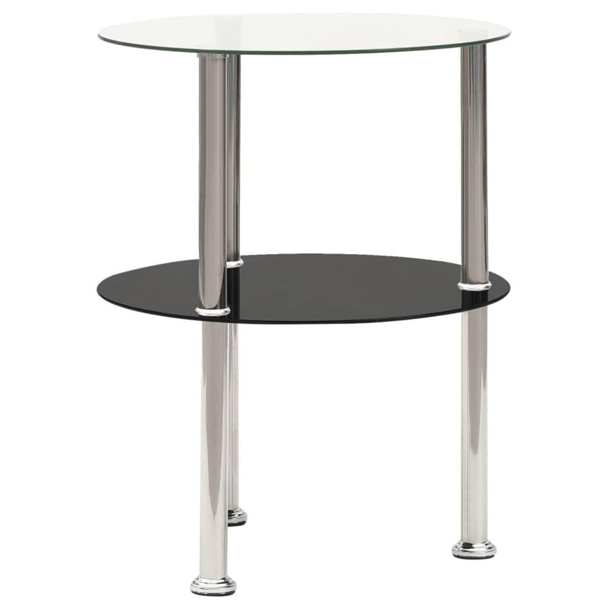 VIDAXL Table d'appoint 2 niveaux Transparent et noir 38cm Verre trempe