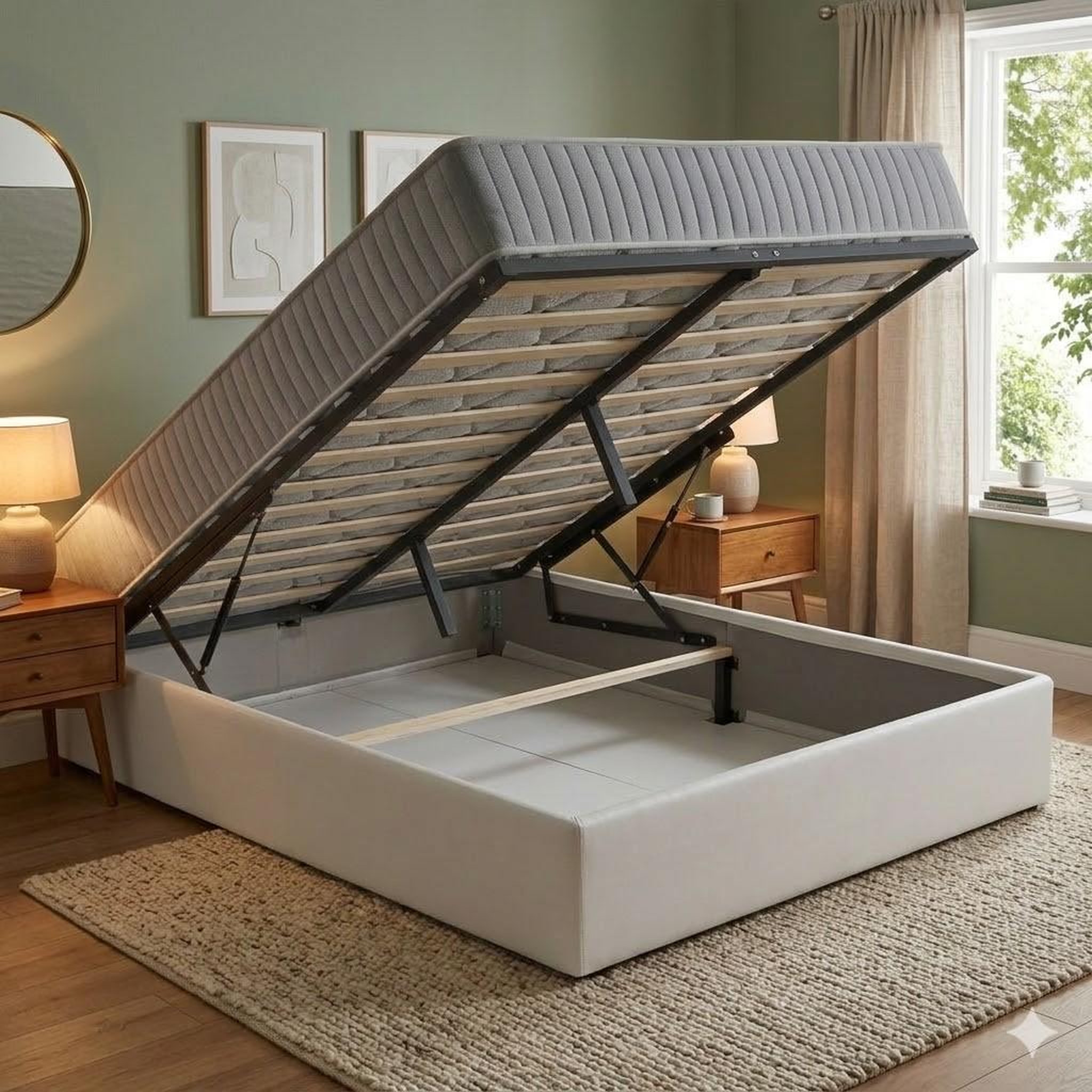 Voir la diapositive 1 : KING OF DREAMS Ensemble Lit Coffre et Matelas  Latex Accueil Moelleux