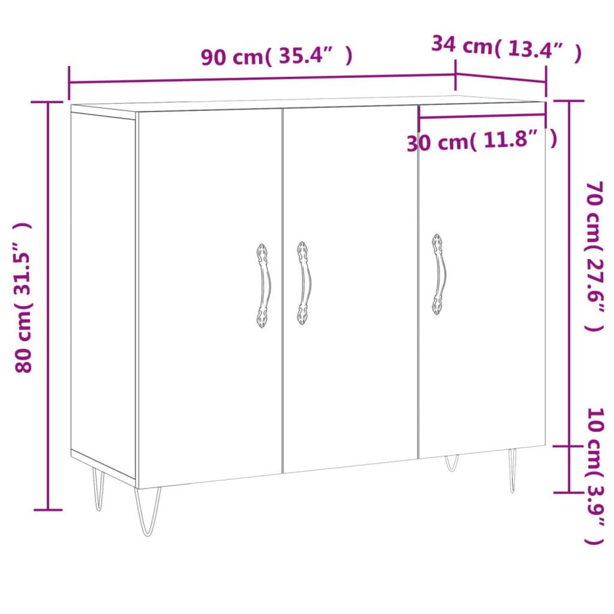 VIDAXL Buffet sonoma gris 90x34x80 cm bois d'ingenierie