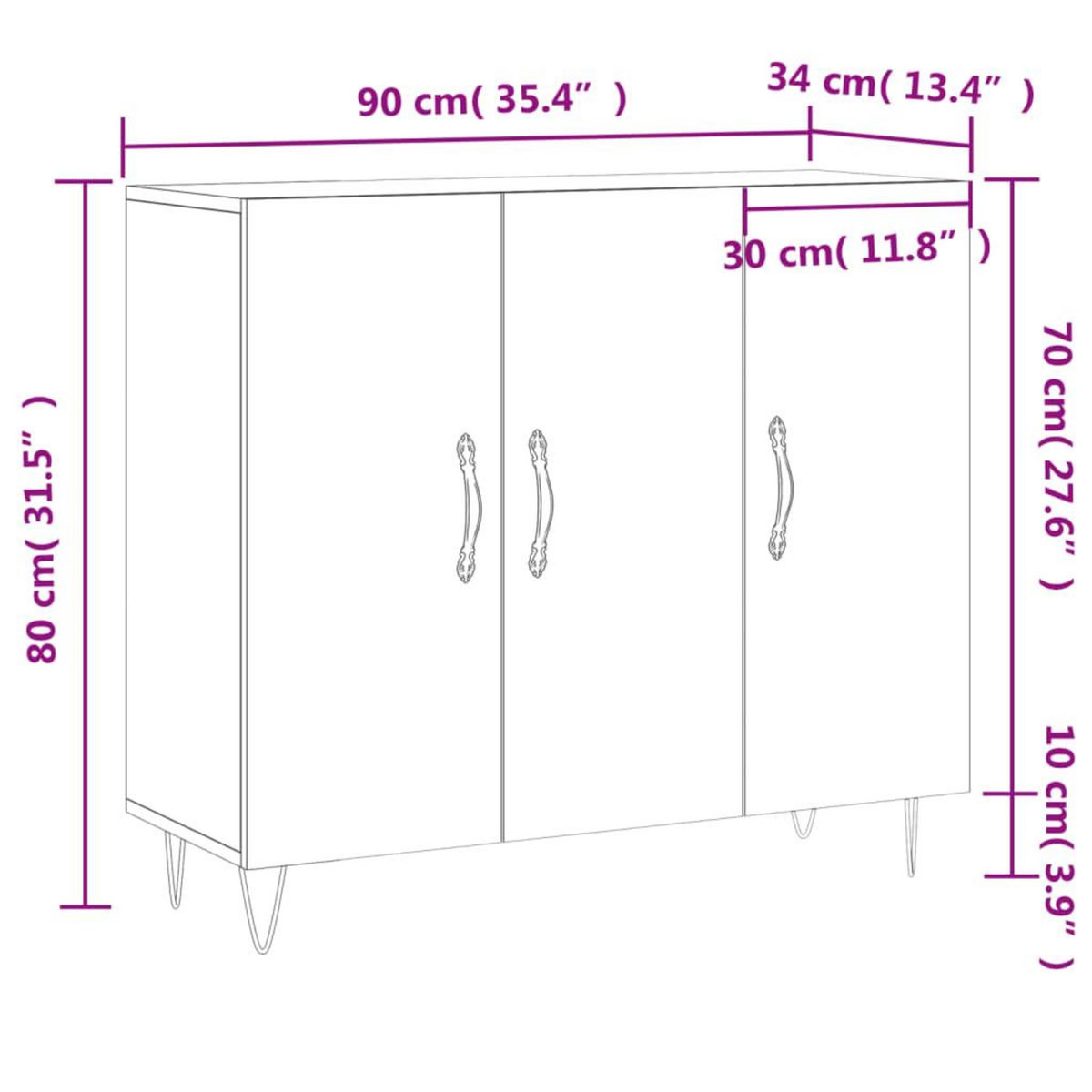 VIDAXL Buffet sonoma gris 90x34x80 cm bois d'ingenierie